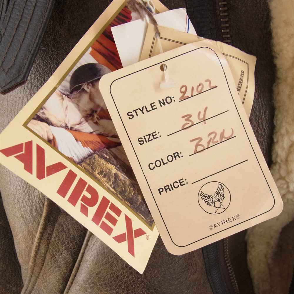 AVIREX アヴィレックス AC-17755 B-3 B-3 Sheep skin flight jacket シープ スキン ムートン フライト レザー ジャケット ブラウン系 ベージュ系 34【中古】