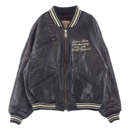 AVIREX アヴィレックス 50周年 アメリカン クラシックス レザー スタジャン ブラック系 S【中古】