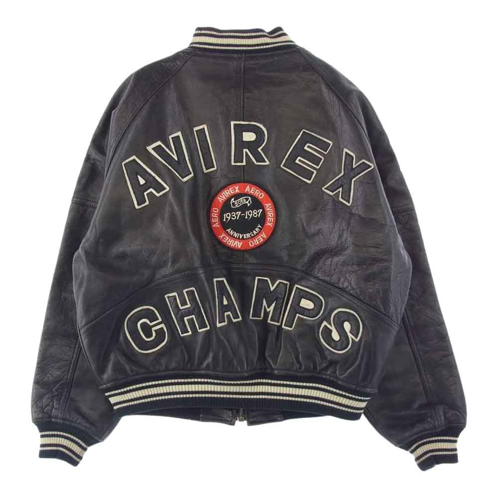 AVIREX アヴィレックス 50周年 アメリカン クラシックス レザー スタジャン ブラック系 S【中古】