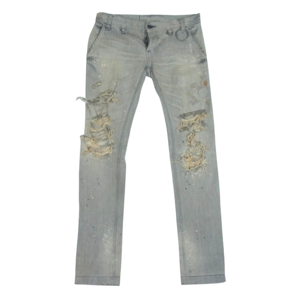 ヒロ HSS0918 クラッシュ加工 スプラッシュペイント ダメージ スキニー デニム パンツ グレー系 XS【中古】