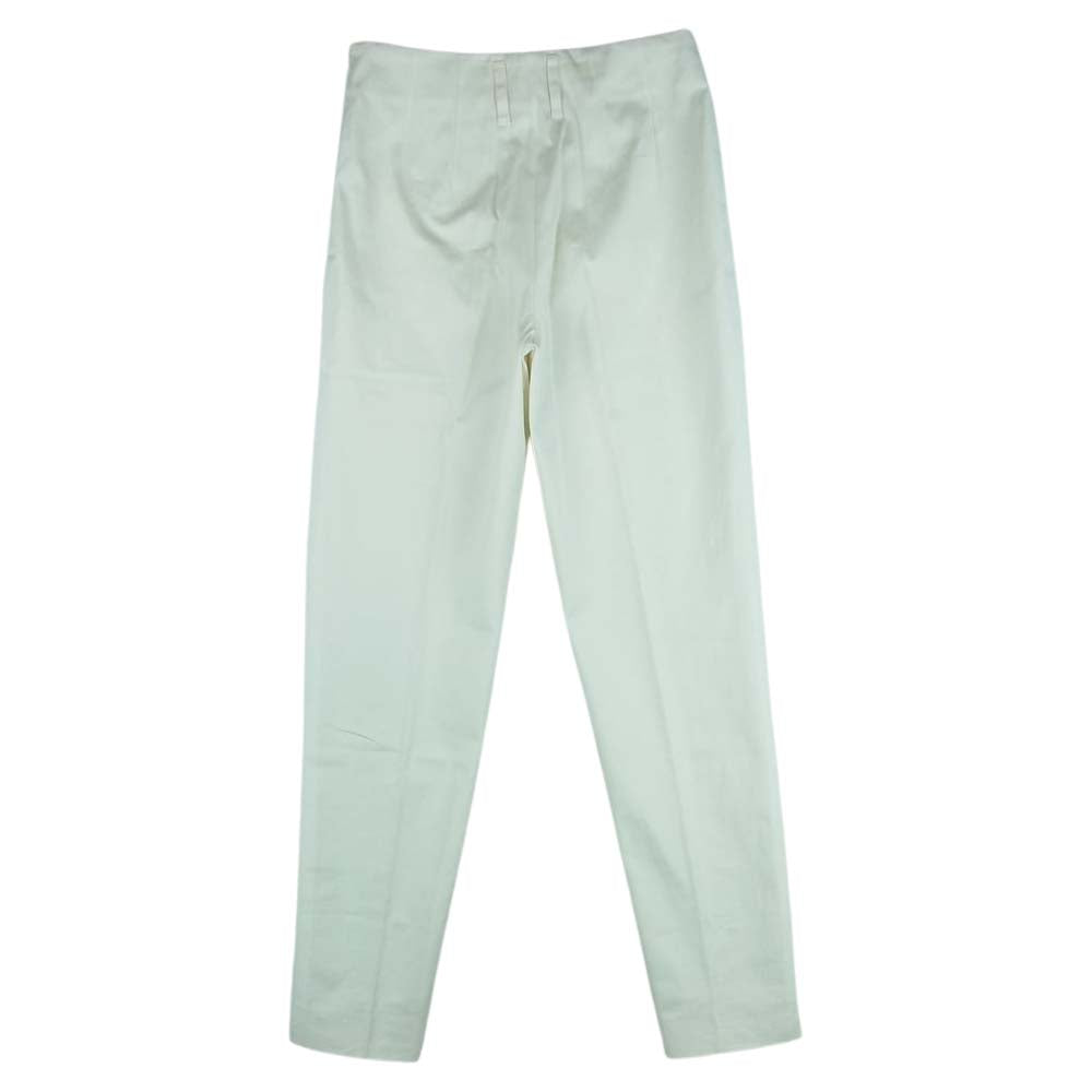 YVES SAINT LAURENT イヴサンローラン 198178 YBA48 国内正規品 イタリア製 裏地シルク100％ ストレッチコットン センタープレス トラウザー パンツ オフホワイト系 F38【中古】