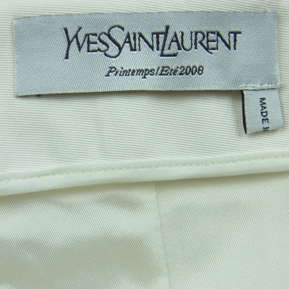 YVES SAINT LAURENT イヴサンローラン 198178 YBA48 国内正規品 イタリア製 裏地シルク100％ ストレッチコットン センタープレス トラウザー パンツ オフホワイト系 F38【中古】