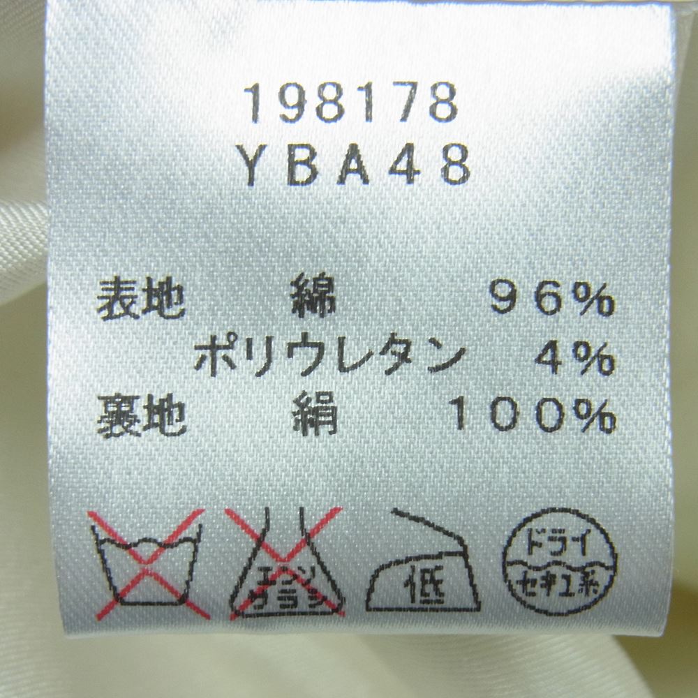 YVES SAINT LAURENT イヴサンローラン 198178 YBA48 国内正規品 イタリア製 裏地シルク100％ ストレッチコットン センタープレス トラウザー パンツ オフホワイト系 F38【中古】