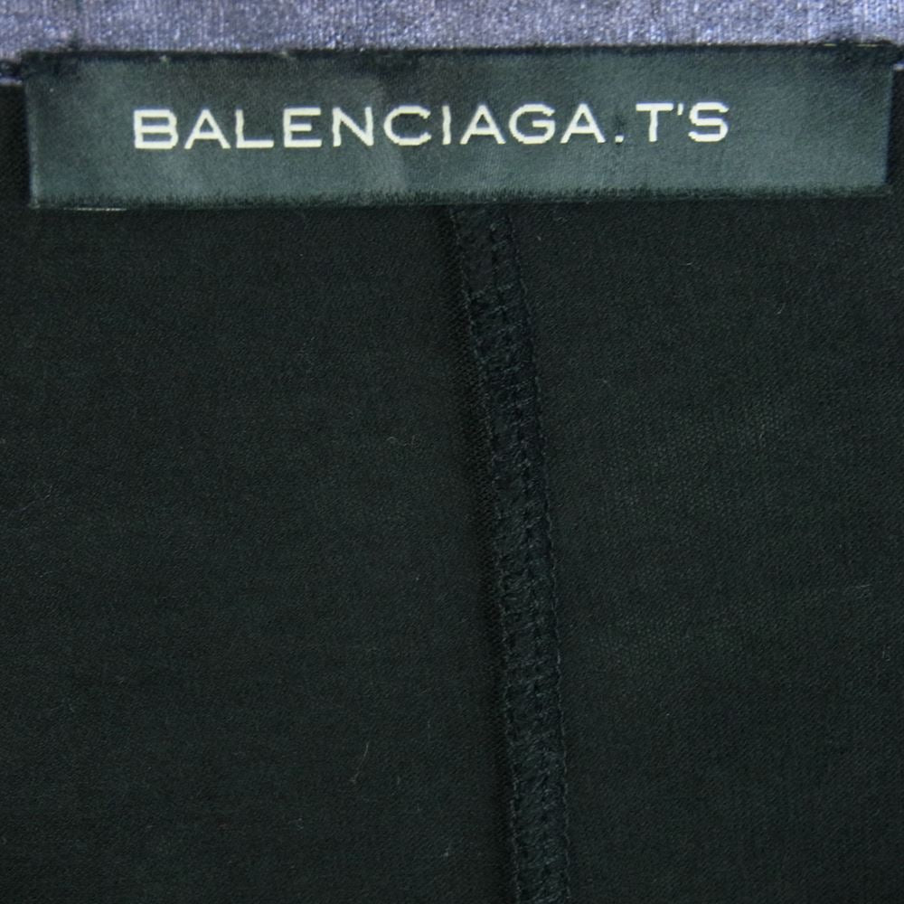 BALENCIAGA バレンシアガ 218577 TQ946 国内正規品 箔プリント レーヨン 半袖 カットソー Tシャツ ブラック系 36【中古】