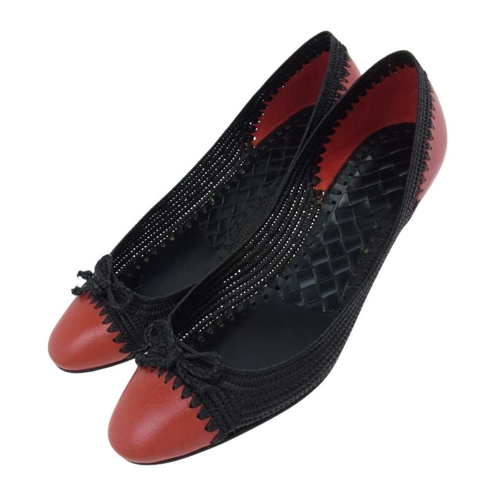 BOTTEGAVENETA ボッテガヴェネタ ローヒール パンプス ブラック系 レッド系 37 1/2【中古】