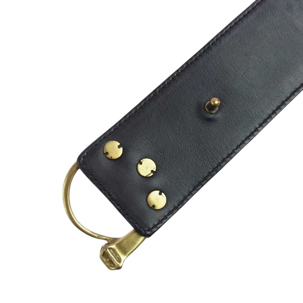 GUCCI グッチ 115695 オールド ヴィンテージ レザー バックル ベルト ブラック系【中古】