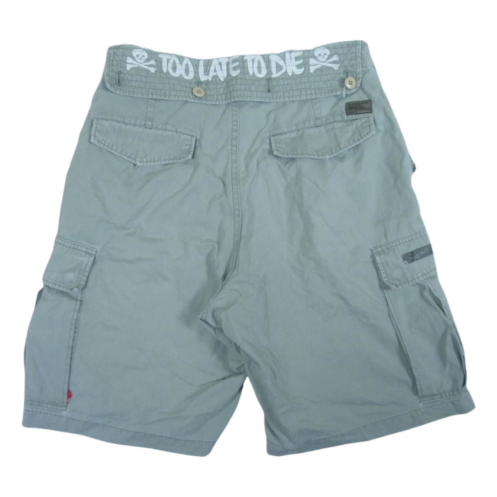 WTAPS ダブルタップス TSDT-PT-M06 TOO LATE TO DIE加工ミリタリーカーゴショートパンツ  ライトグリーン系 サイズ表記無し(W30程度)【中古】