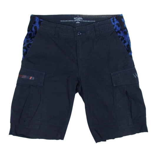 WTAPS ダブルタップス 12SS 121GWDT-PTM01 BETTER THAN YESTERDAY JUNGLE CHOPPED クロップドパンツ カーゴ ワーク ヒョウ柄 レオパード柄 切替 ネイビー系 ブルー系 1【中古】
