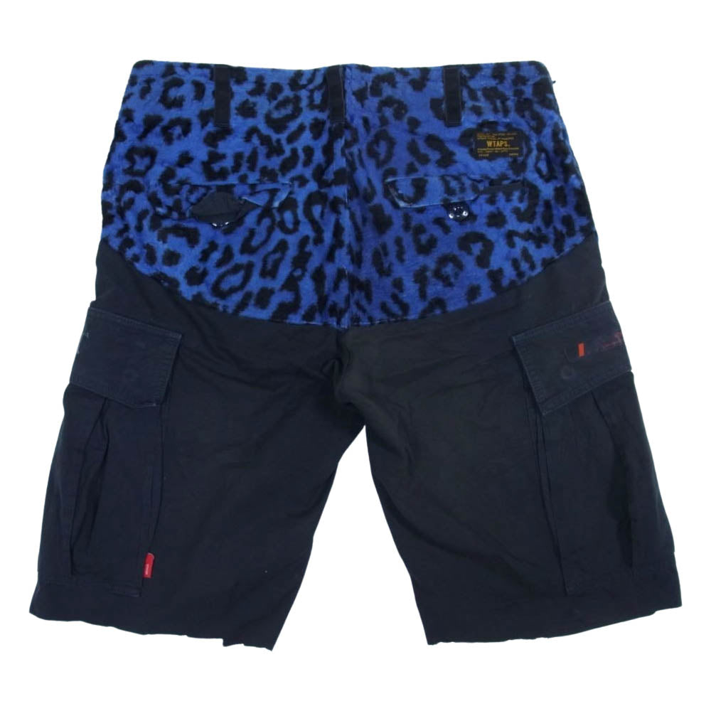 WTAPS ダブルタップス 12SS 121GWDT-PTM01 BETTER THAN YESTERDAY JUNGLE CHOPPED クロップドパンツ カーゴ ワーク ヒョウ柄 レオパード柄 切替 ネイビー系 ブルー系 1【中古】