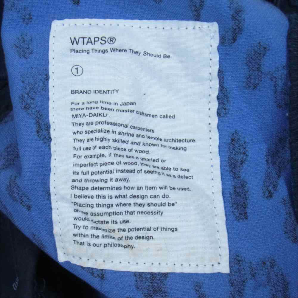 WTAPS ダブルタップス 12SS 121GWDT-PTM01 BETTER THAN YESTERDAY JUNGLE CHOPPED クロップドパンツ カーゴ ワーク ヒョウ柄 レオパード柄 切替 ネイビー系 ブルー系 1【中古】