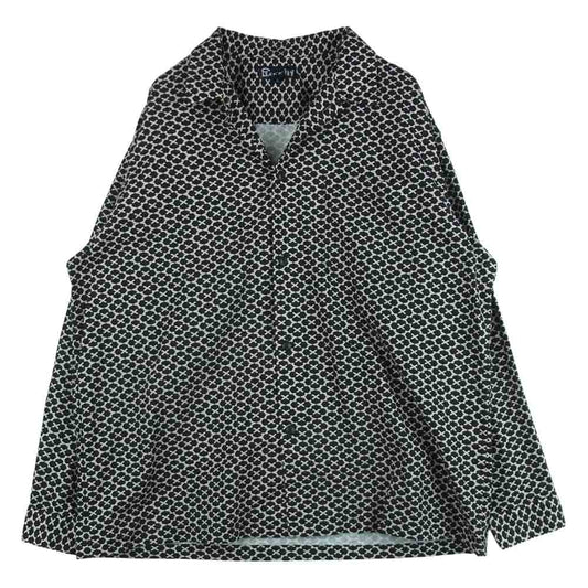 ガッキン HANABATSU LONG SLEEVE SHIRT 花罰 総柄 長袖 シャツ コットン 中国製 ブラック系 オフホワイト系 L【中古】