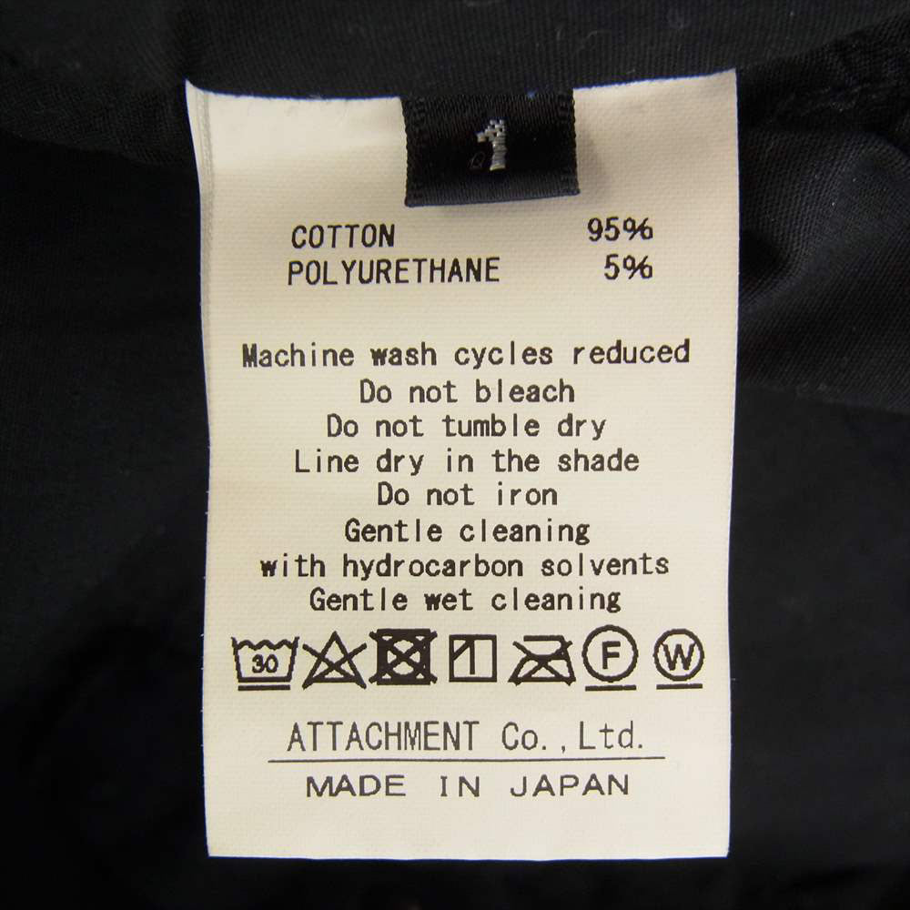 KAZUYUKI KUMAGAI ATTACHMENT カズユキクマガイアタッチメント ボタンフライ コットン ストレッチ スリム パンツ ブラック系 S 1【中古】