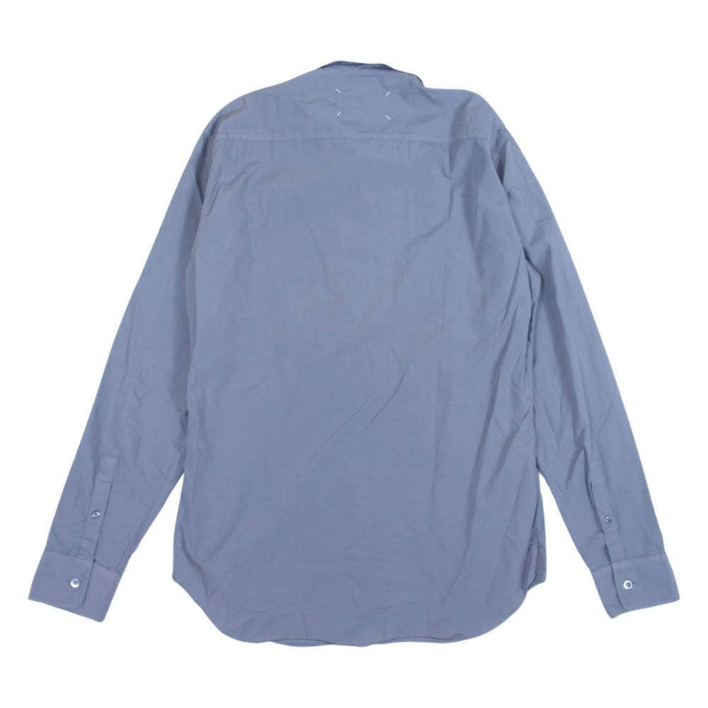 Maison Margiela メゾンマルジェラ 22SS MM刺繍オープンカラー半袖シャツ ブルーグレー
