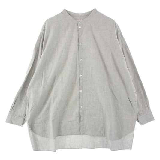 ギャレゴデポルト コットンネル バンドカラー ビッグシャツ グレー系 M【中古】
