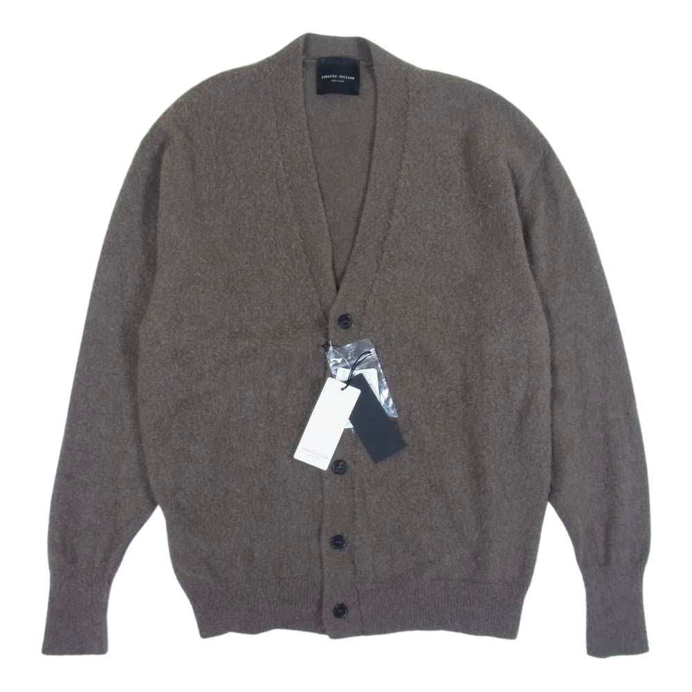 ROBERTO COLLINA ロベルトコリーナ カセンティーノ加工 Vネックニットカーディガン ブラウン系 48【美品】【中古】