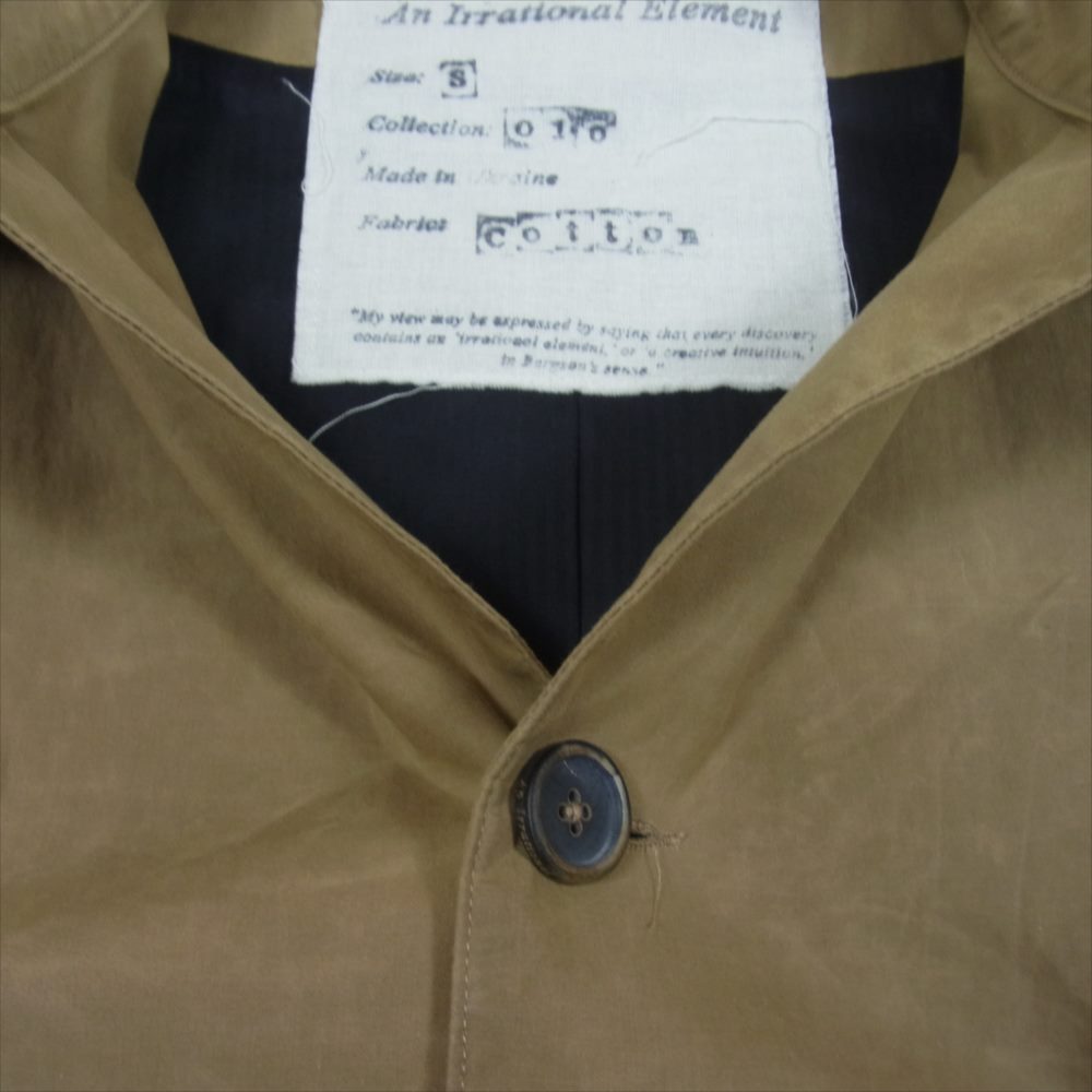アン イレイショナル エレメント 22SS Camera Coat WAXED COTTON ワックスコットン カメラ コート ライトブラウン系 S【美品】【中古】