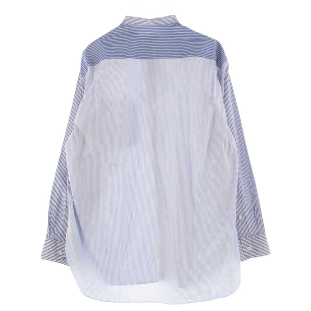 COMME des GARCONS HOMME コムデギャルソンオム 22SS HI-B007 綿ストライプMIXバンドカラーL/Sシャツ ブルー系 S【美品】【中古】