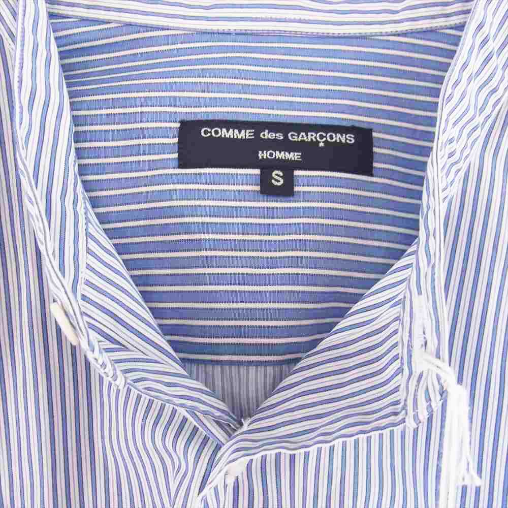 COMME des GARCONS HOMME コムデギャルソンオム 22SS HI-B007 綿ストライプMIXバンドカラーL/Sシャツ ブルー系 S【美品】【中古】
