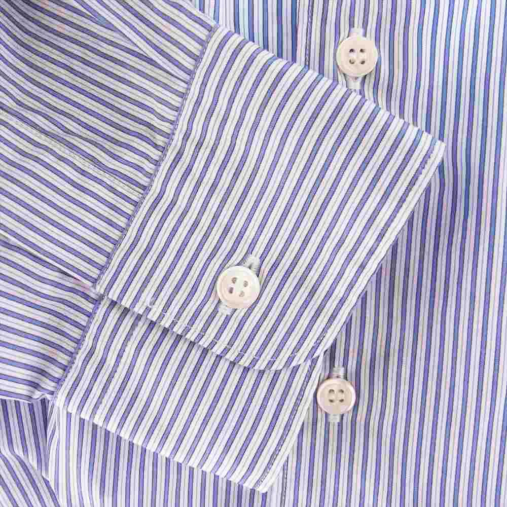 COMME des GARCONS HOMME コムデギャルソンオム 22SS HI-B007 綿ストライプMIXバンドカラーL/Sシャツ ブルー系 S【美品】【中古】