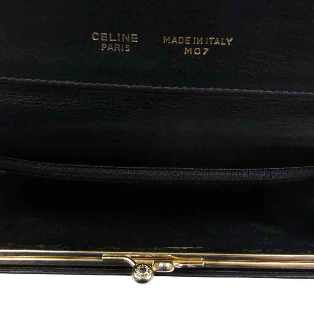 CELINE セリーヌ レザー がま口 長財布 ウォレット ブラック系【中古】