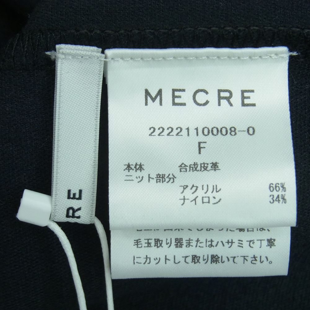 メクル 2222110008-0 フェイクレザー パーシャル ニット プルオーバー ブラック系 F【新古品】【未使用】【中古】