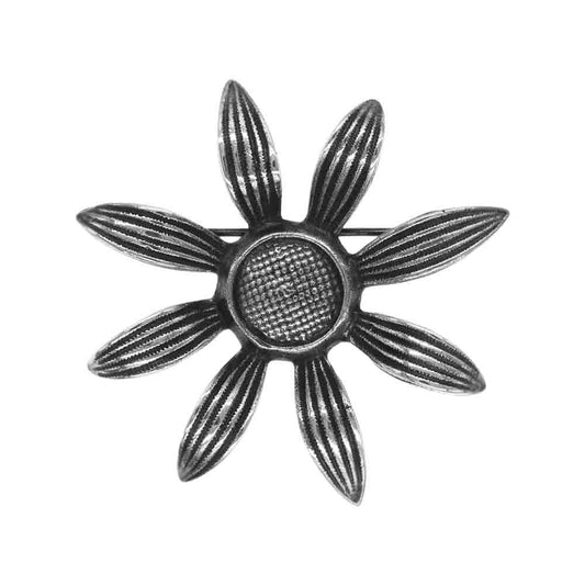 SAINT LAURENT サンローラン フラワー モチーフ ピン ブローチ シルバー系【中古】