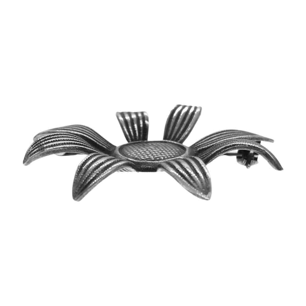 SAINT LAURENT サンローラン フラワー モチーフ ピン ブローチ シルバー系【中古】