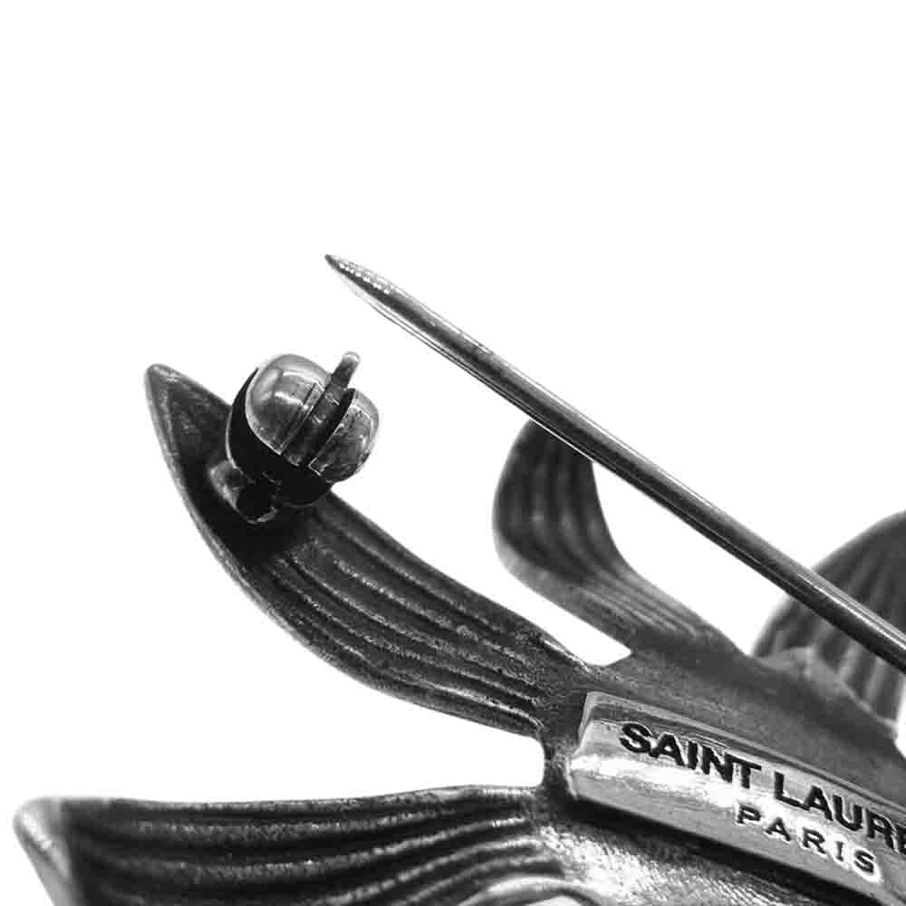 SAINT LAURENT サンローラン フラワー モチーフ ピン ブローチ シルバー系【中古】