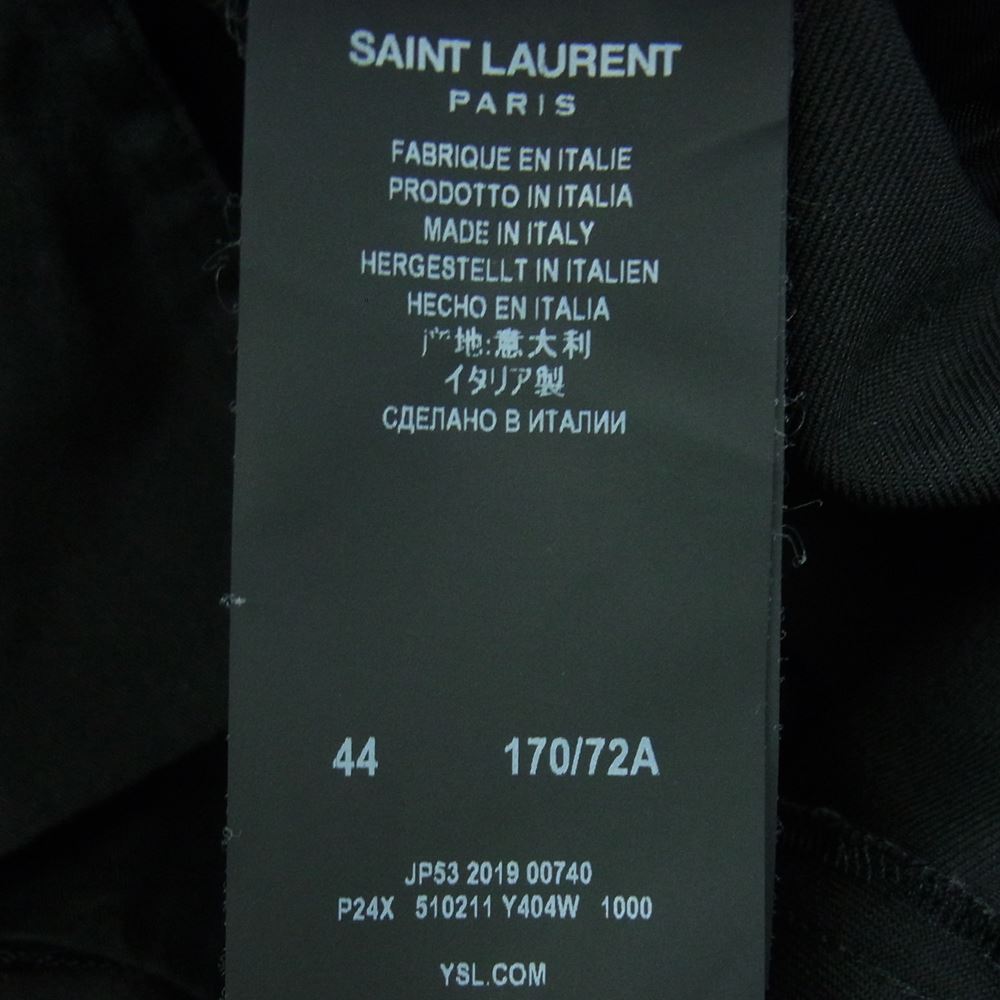 SAINT LAURENT サンローラン 2019 510211 Y404W ウール スラックス パンツ イタリア製 ブラック系 44【中古】