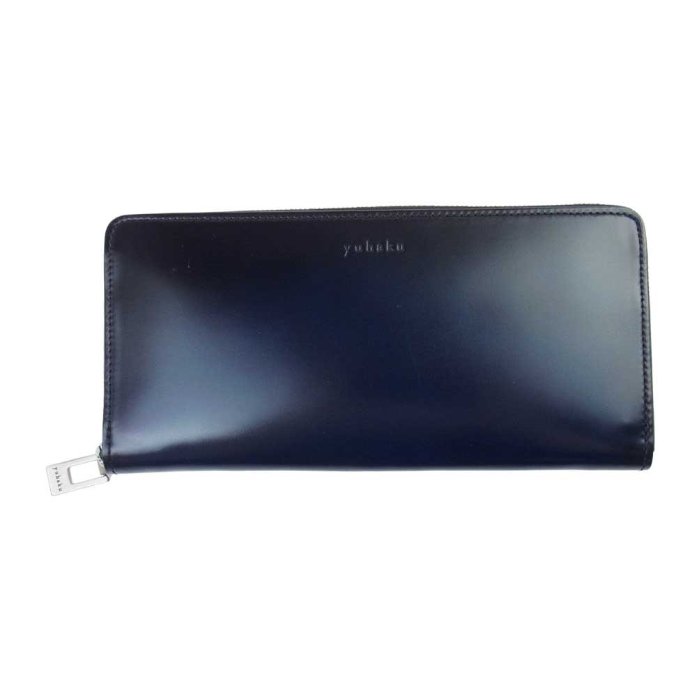 ユハク YFC114 コードバン ラウンドファスナー ウォレット 長財布 ネイビー系【新古品】【未使用】【中古】