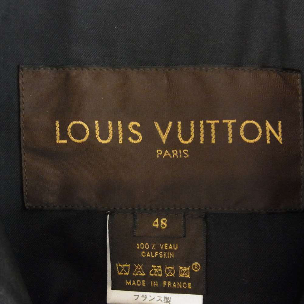 LOUIS VUITTON ルイ・ヴィトン フランス製 カーフレザー ブルゾン ジャケット ブラック系 48【中古】