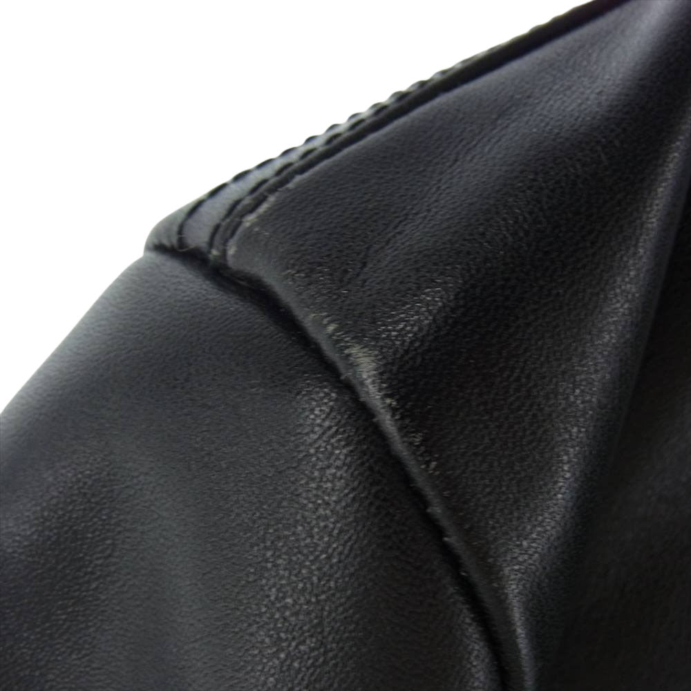 LOUIS VUITTON ルイ・ヴィトン フランス製 カーフレザー ブルゾン ジャケット ブラック系 48【中古】