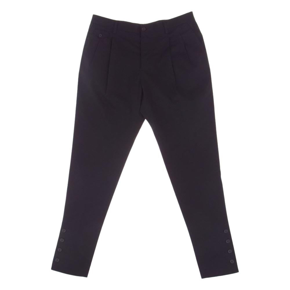 DOLCE&GABBANA ドルチェアンドガッバーナ 裾ボタン タックパンツ テーパードパンツ ブラック系 48【中古】