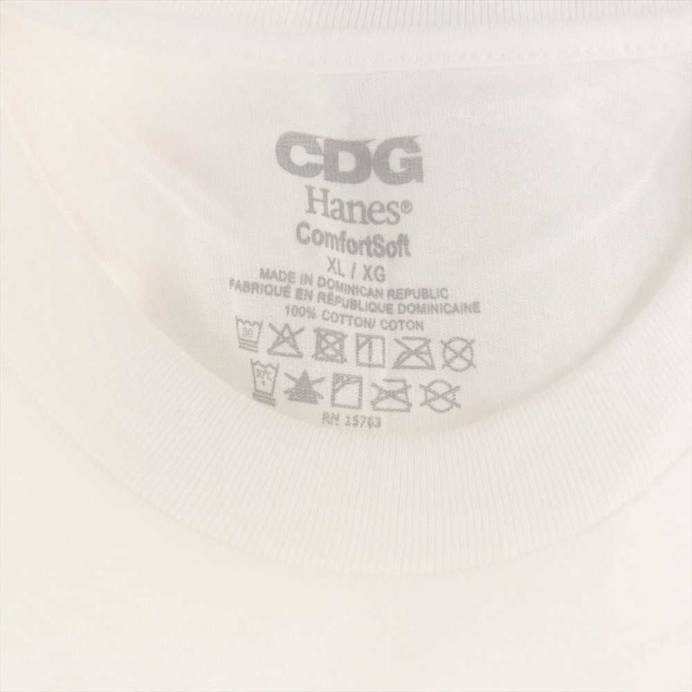 COMME des GARCONS コムデギャルソン x Hanes ヘインズ 3 TAGLESS T-SHIRTS Tシャツ 3枚セット ホワイト系 XL【極上美品】【中古】