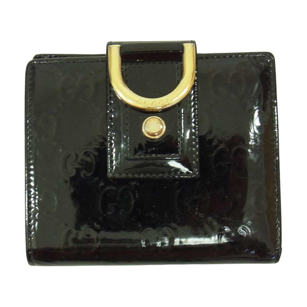 GUCCI グッチ アビー GG エナメル 二つ折り 財布 ウォレット ブラック系【中古】