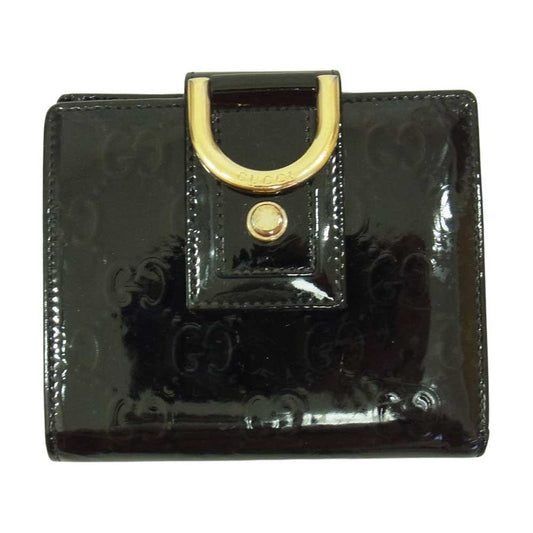GUCCI グッチ アビー GG エナメル 二つ折り 財布 ウォレット ブラック系【中古】