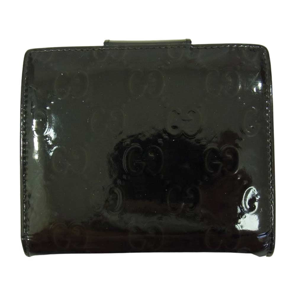 GUCCI グッチ アビー GG エナメル 二つ折り 財布 ウォレット ブラック系【中古】