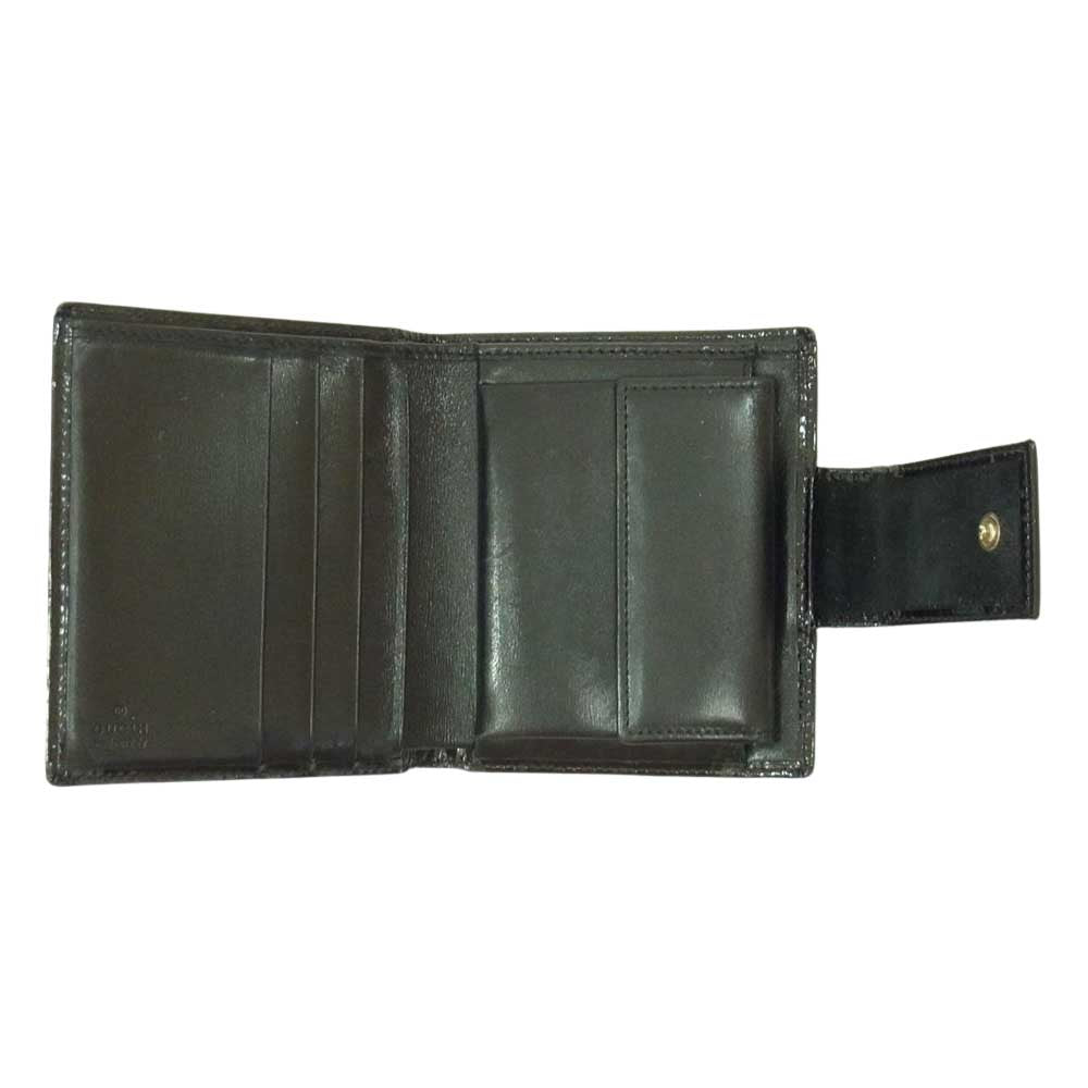 GUCCI グッチ アビー GG エナメル 二つ折り 財布 ウォレット ブラック系【中古】