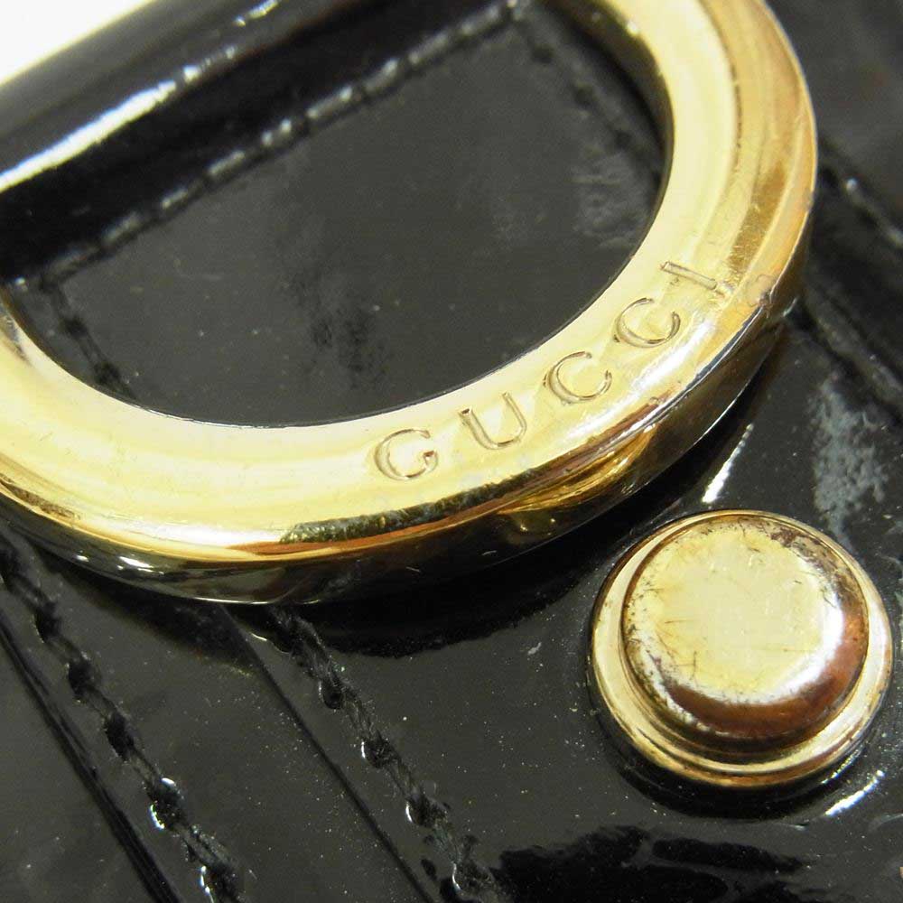 GUCCI グッチ アビー GG エナメル 二つ折り 財布 ウォレット ブラック系【中古】