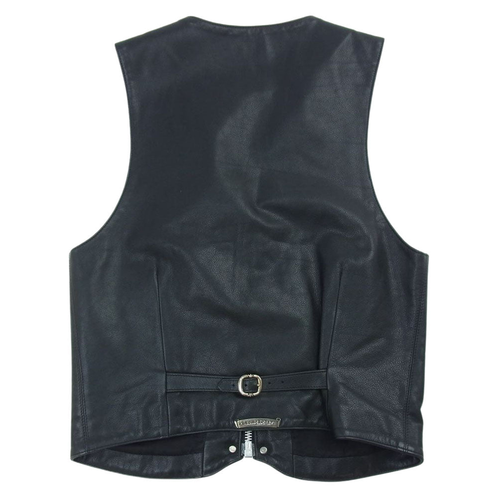 CHROME HEARTS クロムハーツ（原本無） 12BTN ZIP 12 ケルティックボタン バックベルト ジップ レザー ベスト ブラック系 M【中古】