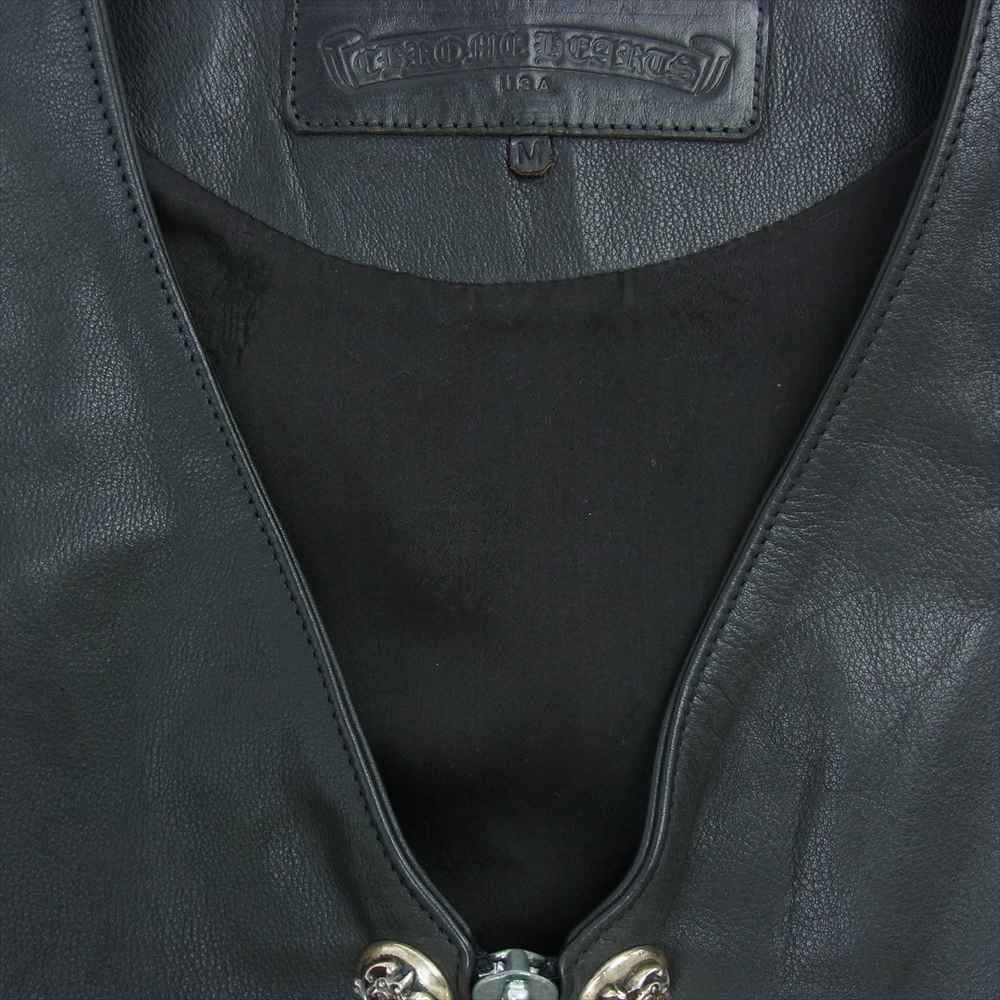 CHROME HEARTS クロムハーツ（原本無） 12BTN ZIP 12 ケルティックボタン バックベルト ジップ レザー ベスト ブラック系 M【中古】