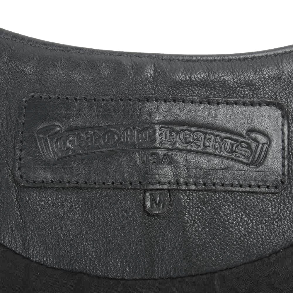CHROME HEARTS クロムハーツ（原本無） 12BTN ZIP 12 ケルティックボタン バックベルト ジップ レザー ベスト ブラック系 M【中古】