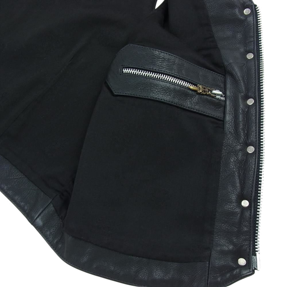 CHROME HEARTS クロムハーツ（原本無） 12BTN ZIP 12 ケルティックボタン バックベルト ジップ レザー ベスト ブラック系 M【中古】