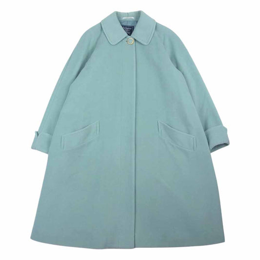 BURBERRY バーバリー C-TK83 burberrys バーバリーズ 比翼 アンゴラ ウール Aライン ステンカラーコート グリーン系 7【中古】