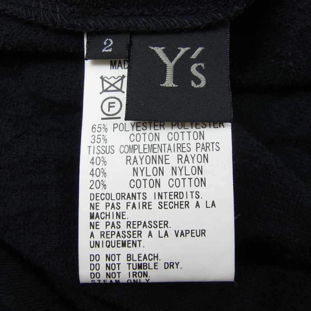 Y's Yohji Yamamoto ワイズ ヨウジヤマモト YX-T20-665 レース切替 アシンメトリー カットソー ブラック系 2【中古】