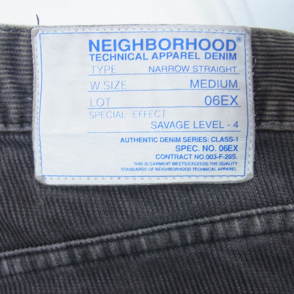 NEIGHBORHOOD ネイバーフッド 06EX NARROW STRAIGHT ダメージ加工 コーデュロイ パンツ ボトムス ボタンフライ グレー系 M【中古】