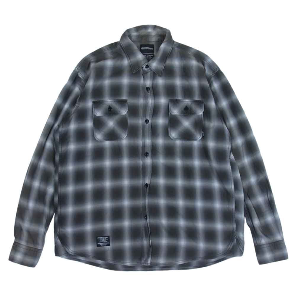 NEIGHBORHOOD ネイバーフッド ARNH-SH-02 オンブレ チェック ワーク シャツ グレー系 M【中古】
