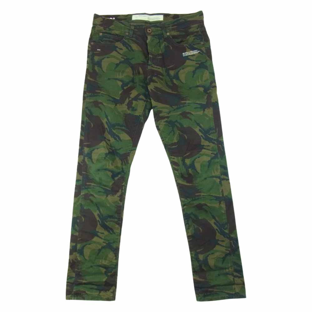 OFF-WHITE オフホワイト OMYA003S18814022 カモフラ ボタンフライ パンツ カーキ系 30【中古】