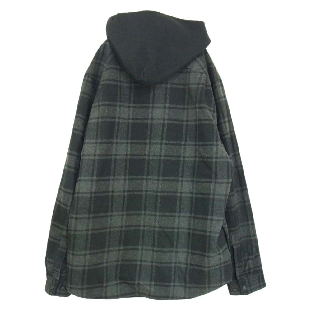 OFF-WHITE オフホワイト 18AW OMGA061E18A27001 Padded Hoodie Shirt パデッド フーディ フランネル チェック シャツ ジャケット グレー系 XL【中古】