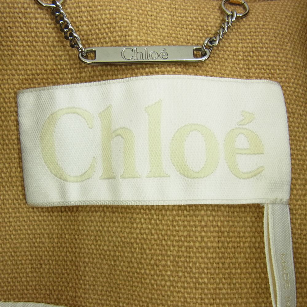 Chloe クロエ ポケット コットン ロング コート ブラウン系 36【中古】